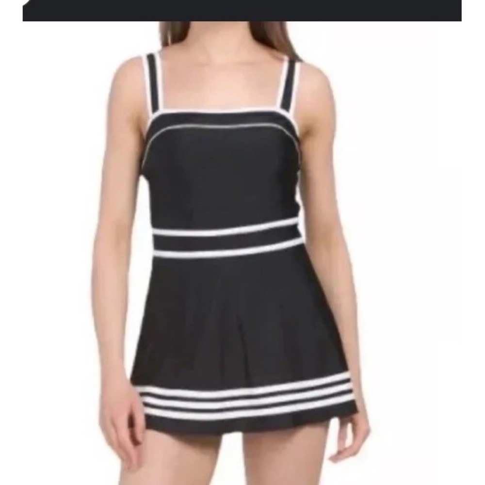Shore Shapes Swimwear Sailor Nautical Retro Rockabilly Swim Dress Black  10 Blac